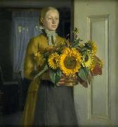 A Girl with Sunflowers, Michael Ancher